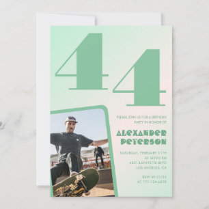 Convites de aniversário de 44 anos gradiente verde