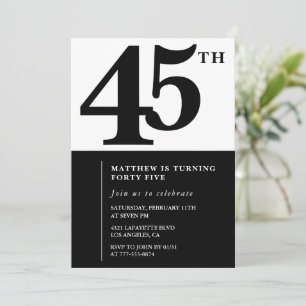Convites de aniversário de 45 anos Elegantes Simpl