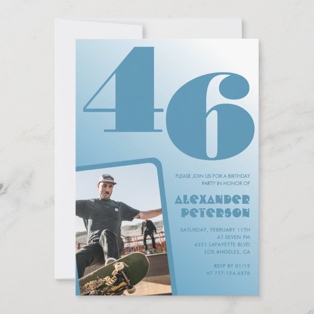 Convites de aniversário de 46 anos com gradiente a (Frente)