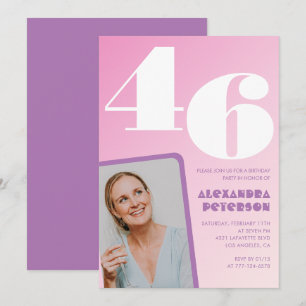 Convites de aniversário de 46 anos Pink Groovy Ret