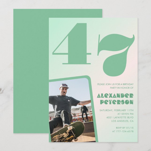 Convites de aniversário de 47 anos com gradiente v (Frente/Verso)