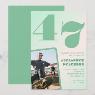 Convites de aniversário de 47 anos gradiente verde