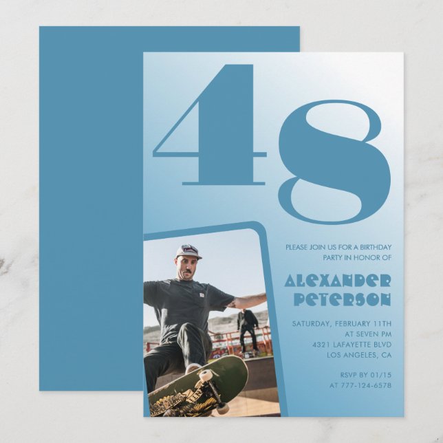 Convites de aniversário de 48 anos com gradiente d (Frente/Verso)