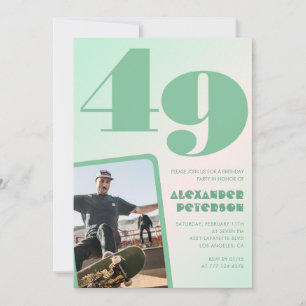 Convites de aniversário de 49 anos gradiente verde
