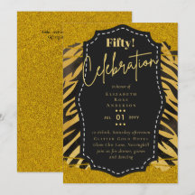 Convites de Aniversário de 50 Anos Brilho Glamour