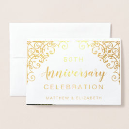 Convites de Aniversário de 50 anos com Folha de Ou