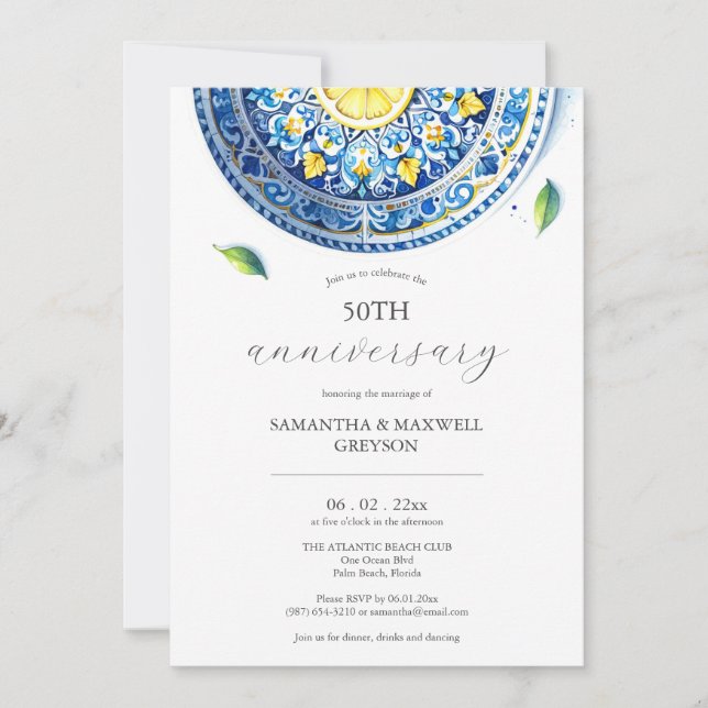 Convites de aniversário de 50 anos de Casamento Al (Frente)