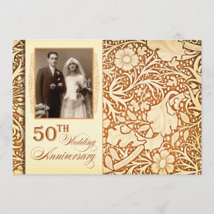 convites de aniversário de 50 anos dourado com fot
