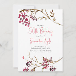 Convites de Aniversário de 50 anos Rustic Botanica