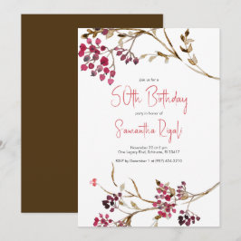 Convites de Aniversário de 50 anos Rustic Botanica