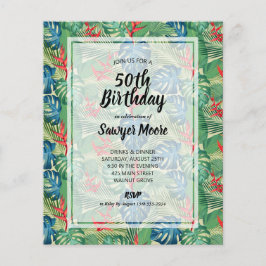 Convites de Aniversário de 50 anos Tropicais Econô
