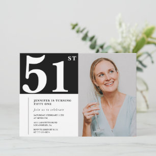 Convites de aniversário de 51 anos com foto preto