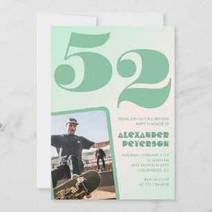 Convites de aniversário de 52 anos gradiente verde