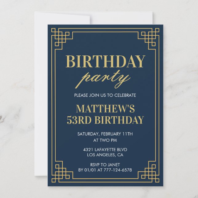 convites de aniversário de 53 anos Festa de aniver (Frente)