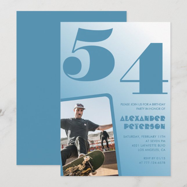 Convites de aniversário de 54 anos com gradiente d (Frente/Verso)