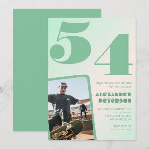 Convites de aniversário de 54 anos gradiente verde