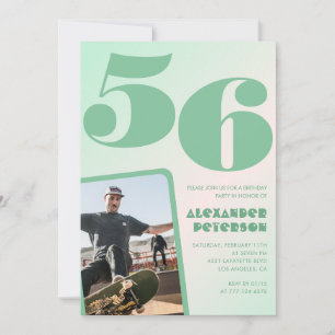 Convites de aniversário de 56 anos gradiente verde