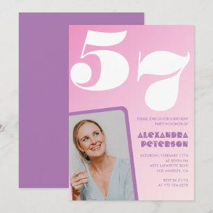 Convites de aniversário de 57 anos Pink Groovy Ret