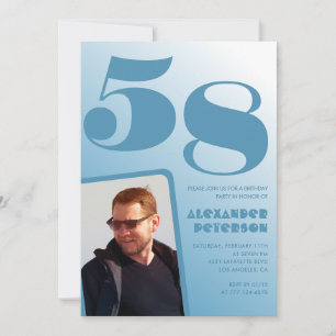 Convites de aniversário de 58 anos com gradiente a