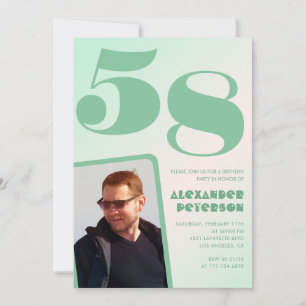 Convites de aniversário de 58 anos gradiente verde