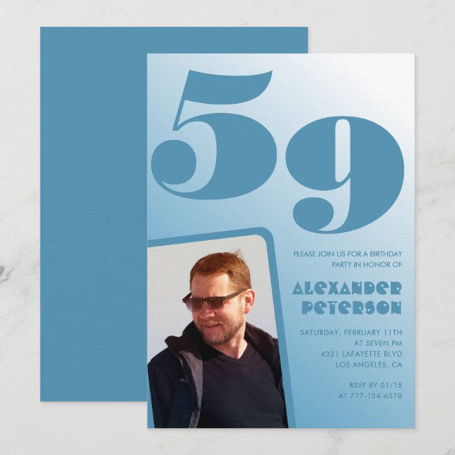 Convites de aniversário de 59 anos com gradiente d (Frente/Verso)
