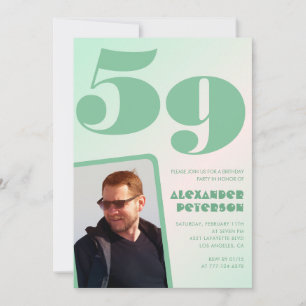Convites de aniversário de 59 anos gradiente verde
