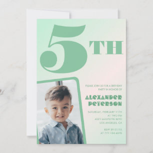 Convites de aniversário de 5 anos com gradiente ve