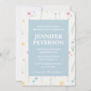 Convites de aniversário de 5 anos elegantes Floral