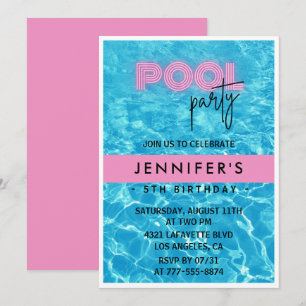 convites de aniversário de 5 anos Festa na Piscina