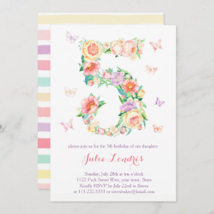 Convites de aniversário de 5 para Menina com Borbo