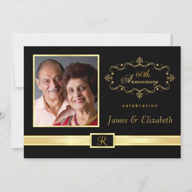 Convites de Aniversário de 60 Anos - com Foto (Frente)