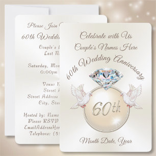 Convites de Aniversário de 60 Anos de Casamento Di