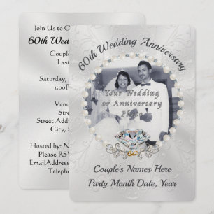 Convites de Aniversário de 60 Anos de Casamento Pe