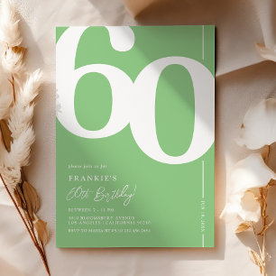 Convites de Aniversário de 60 Anos Green Sixty