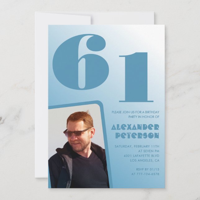 Convites de aniversário de 61 ruas de gradiente az (Frente)