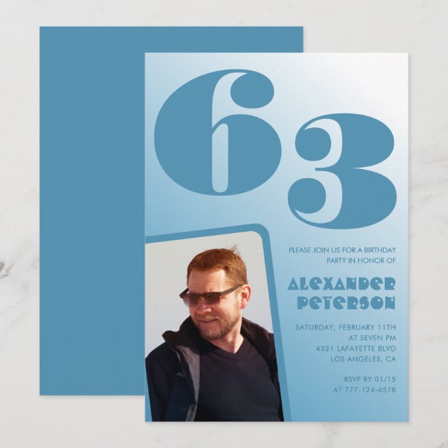 Convites de aniversário de 63 anos com gradiente d (Frente/Verso)