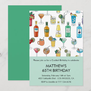 convites de aniversário de 65 anos Cocktail Contem