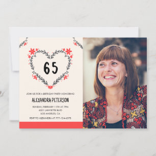 convites de aniversário de 65 anos para ela Floral