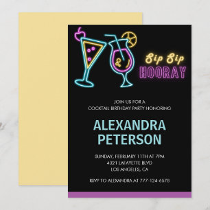 Convites de aniversário de 65 anos preto Cocktail