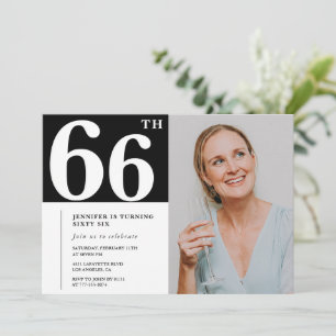 Convites de aniversário de 66 anos em foto preto e