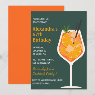 Convites de aniversário de 67 anos de Cocktail Mod