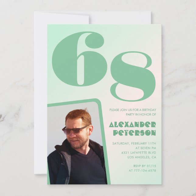 Convites de aniversário de 68 anos com gradiente v (Frente)
