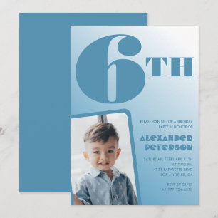 Convites de aniversário de 6 anos com gradiente az