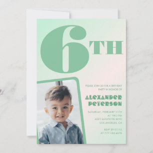 Convites de aniversário de 6 anos com gradiente ve