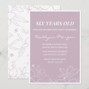 Convites de aniversário de 6 anos elegantes Floral