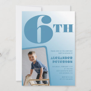 Convites de aniversário de 6 anos menino Azul Foto