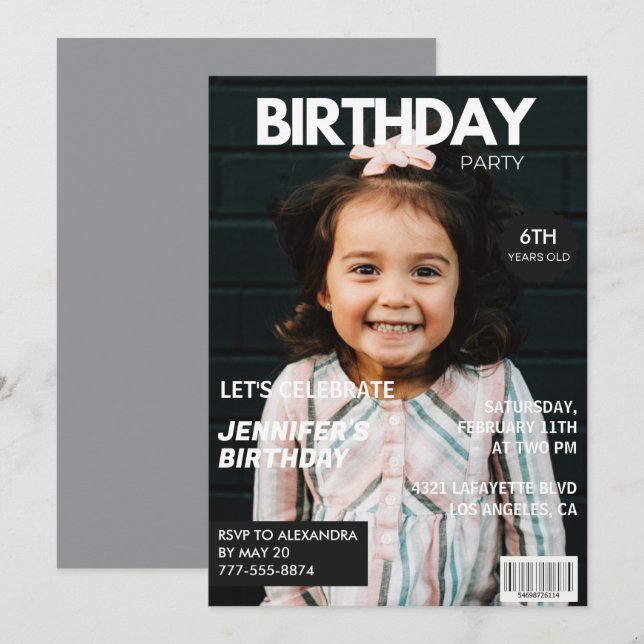 convites de aniversário de 6 anos para ela Capa de (Frente/Verso)