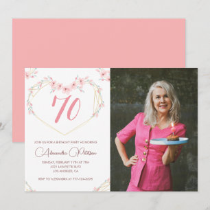 convites de aniversário de 70 anos Boho Floral Fot