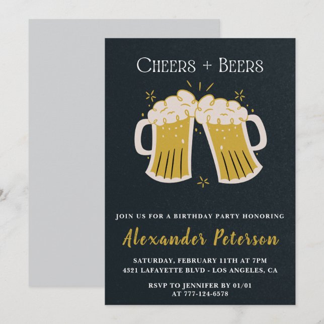 convites de aniversário de 70 anos Cheers Beers Ru (Frente/Verso)