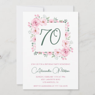 Convites de aniversário de 70 anos elegantes Flora